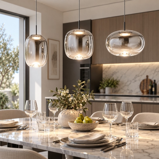 Fabas brio lampadario da cucina luci vetro grigio chiaro led 42w cct 2700k 3000k 4000k dimmerabile