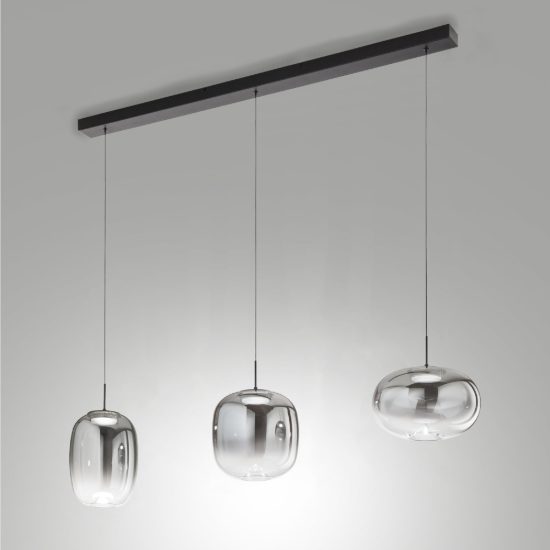 Fabas brio lampadario da cucina luci vetro grigio chiaro led 42w cct 2700k 3000k 4000k dimmerabile