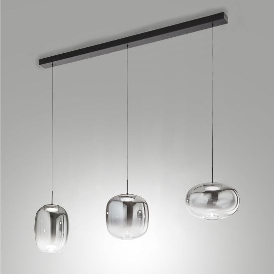 Fabas brio lampadario da cucina luci vetro grigio chiaro led 42w cct 2700k 3000k 4000k dimmerabile