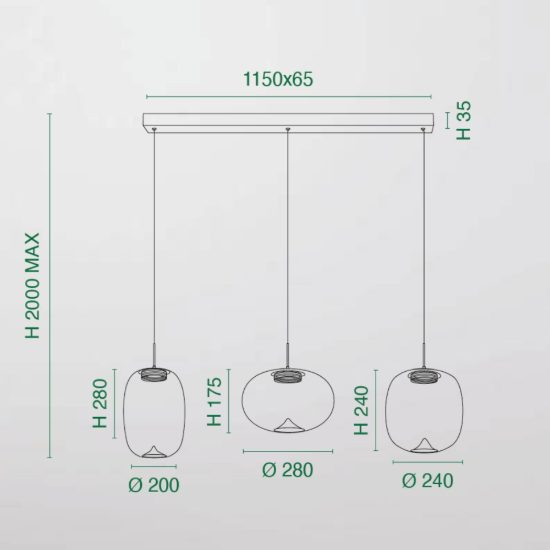 Fabas brio lampadario da cucina luci vetro grigio chiaro led 42w cct 2700k 3000k 4000k dimmerabile