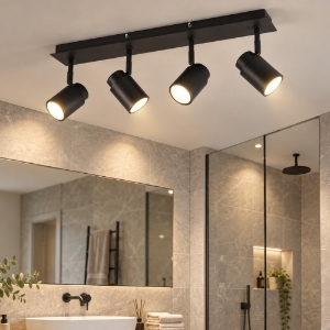 Plafoniera da bagno spot orientabili nero opaco