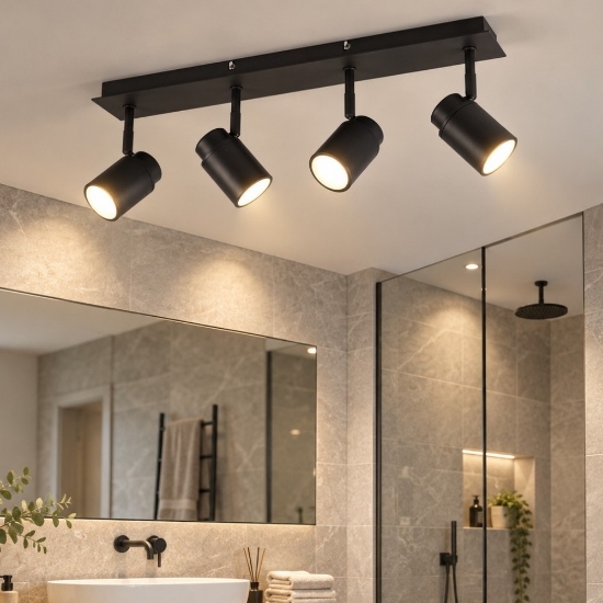 Plafoniera da bagno spot orientabili nero opaco