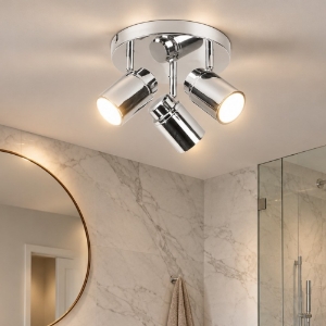 Plafoniera per bagno cromo 3 luci orientabili ip44
