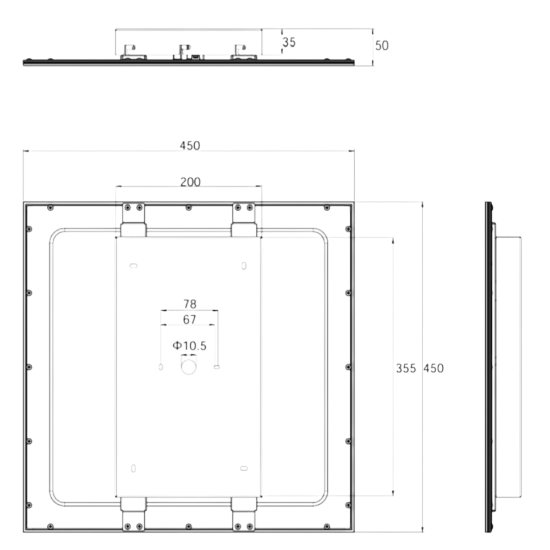 Plafoniera pannello da incasso quadrata nero opaco led 18w 3000k