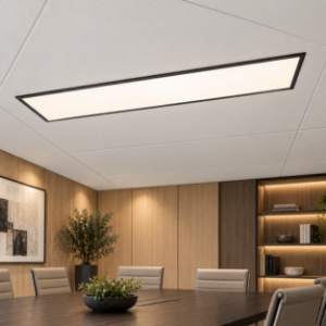 Plafoniera per ufficio pannello rettangolare led 34w 3000k 80cm nero opaco