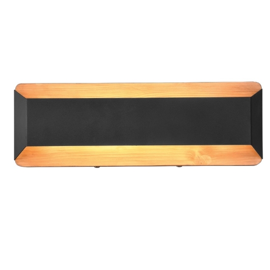 Applique moderna nero opaco legno led 13,5w 3000k dimmerabile