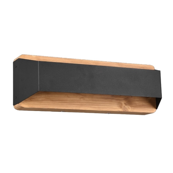 Applique moderna nero opaco legno led 13,5w 3000k dimmerabile