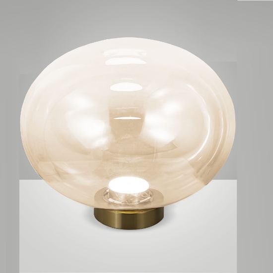 Fabas luce lampada da tavolo moderna vetro cognac led 14w cct 2700k 3000k 4000k dimmerabile