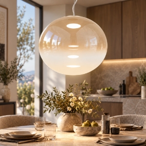 Fabas ovalia lampadario per cucina vetro cognac led 14w cct 2700k 3000k 4000k dimmerabile