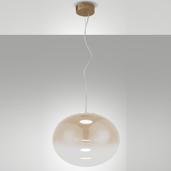 Fabas ovalia lampadario per cucina vetro cognac led 14w cct 2700k 3000k 4000k dimmerabile