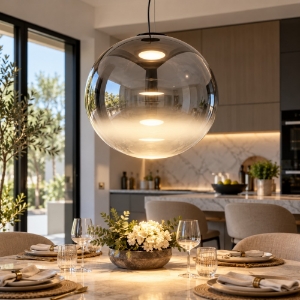 Fabas luce ovalia lampadario led 14w cct 2700k 3000k 4000k dimmerabile per cucina vetro grigio chiaro sfumato