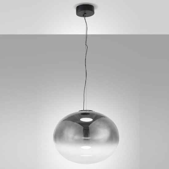 Fabas luce ovalia lampadario led 14w cct 2700k 3000k 4000k dimmerabile per cucina vetro grigio chiaro sfumato