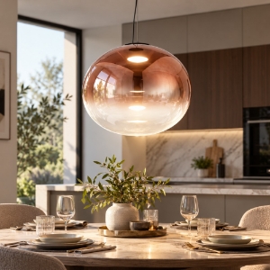 Fabas lampadario per cucina ovalia vetro ametista led 14w 2700k 3000k 4000k dimmerabile