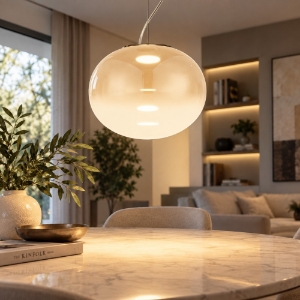 Fabas ovalia lampada a sospensione vetro ovale cognac sfumato led 9w cct 2700k 3000k 4000k dimmerabile