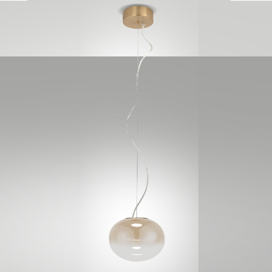 Fabas ovalia lampada a sospensione vetro ovale cognac sfumato led 9w cct 2700k 3000k 4000k dimmerabile