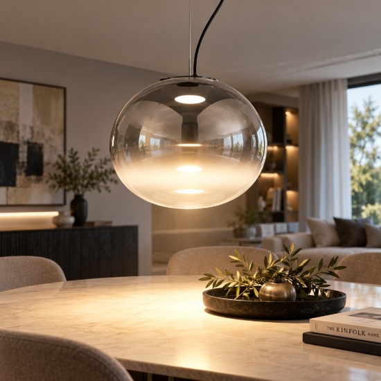 Fabas luce ovalia lampada a sospensione led 9w cct 2700k 3000k 4000k dimmerabile vetro grigio chiaro sfumato