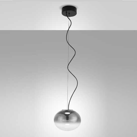 Fabas luce ovalia lampada a sospensione led 9w cct 2700k 3000k 4000k dimmerabile vetro grigio chiaro sfumato