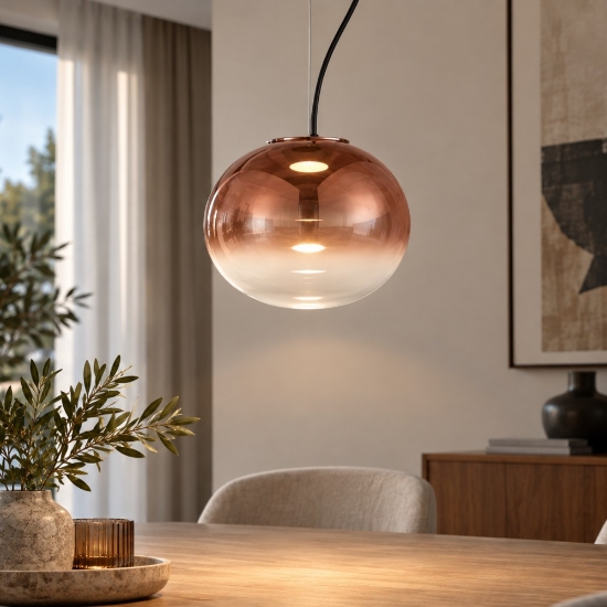 Fabas ovalia lampada a sospensione vetro ametista led 9w cct 2700k 3000k 4000k dimmerabile