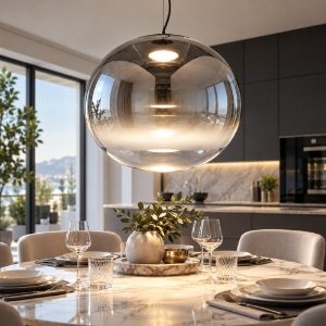 Fabas luce ovalia lampadario per cucina vetro grigio chiaro sfumato led 23w 2700k 3000k 4000k dimmerabile