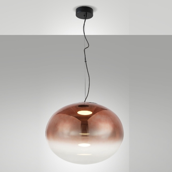 Fabas lampadario da cucina ovalia vetro ametista sfumato led 23w cct 2700k 3000k 4000k dimmerabile