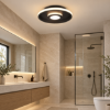 Plafoniera da bagno ip44 nero opaco led 28w 3000k dimmerabile
