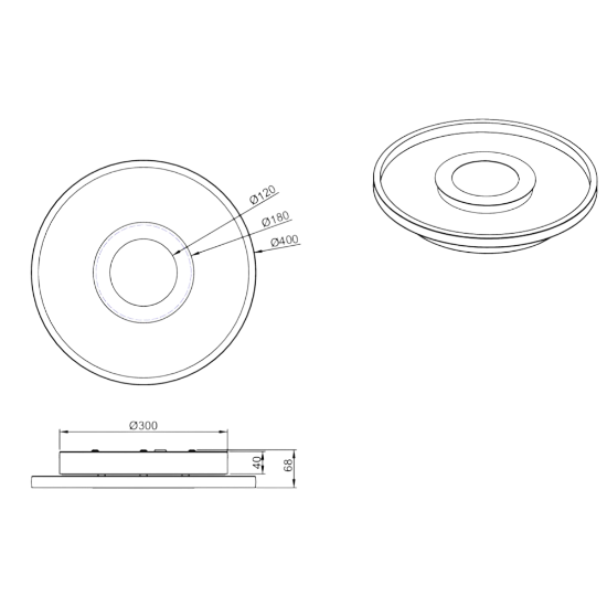 Plafoniera per bagno cromo led 35w 3000k dimmerabile ip44
