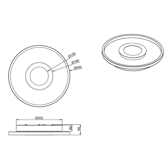 Plafoniera moderna led 35w 3000k nero opaco dimmerabile