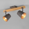Plafoniera con faretti orientabili legno naturale acciaio anticato
