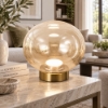 Fabas ovalia lampada da tavolo vetro cognac led 8w cct 2700k 4000k dimmerabile