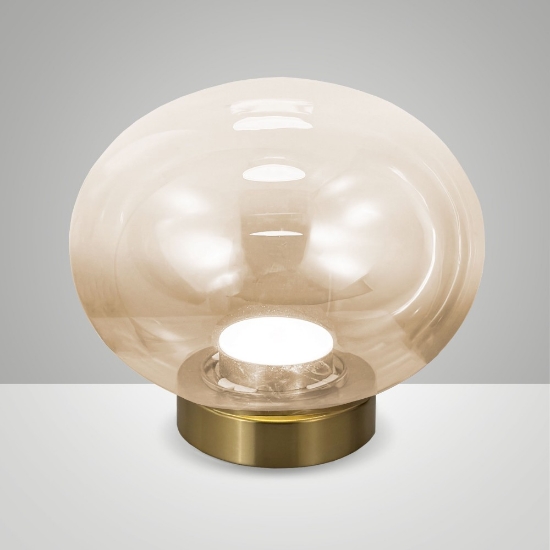 Fabas ovalia lampada da tavolo vetro cognac led 8w cct 2700k 4000k dimmerabile