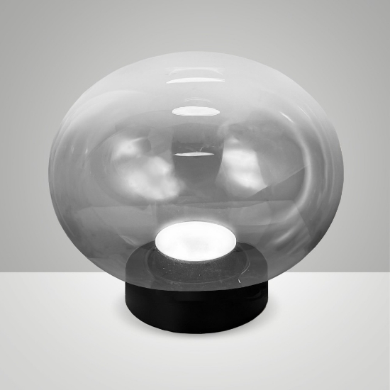 Fabas lampada da tavolo ovalia vetro grigio chiaro led 8w cct 2700k 4000k dimmerabile per soggiorno