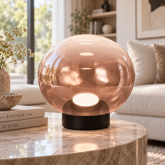 Fabas lampada da tavolo ovalia vetro ametista led 8w cct 2700k 3000k 4000k dimmerabile