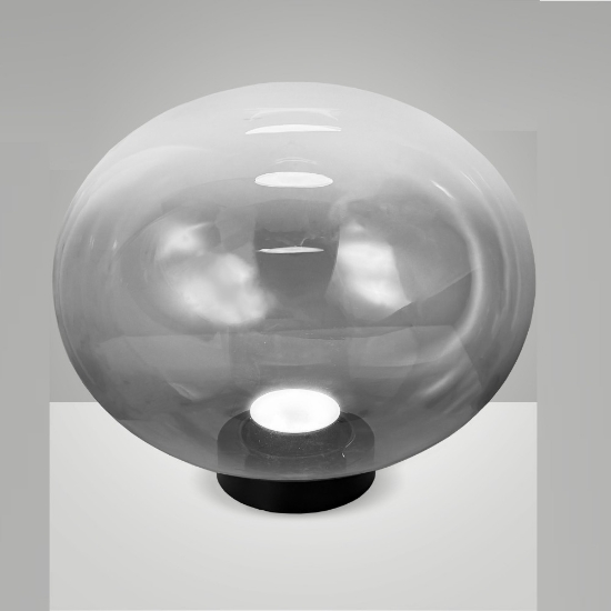 Fabas luce ovalia lampada da tavolo moderna vetro grigio chiaro led 14w cct 2700k 3000k 4000k dimmerabile