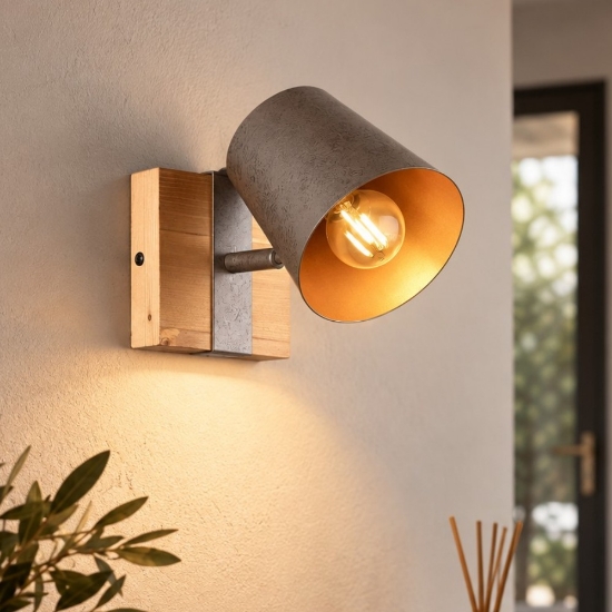 Faretto nickel anticato legno orientabile