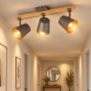 Plafoniera con faretti spot metallo anticato legno orientabile
