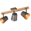 Plafoniera con faretti spot metallo anticato legno orientabile
