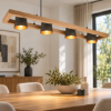 Lampadario per tavolo da pranzo legno 4 luci orientabili