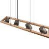 Lampadario per tavolo da pranzo legno 4 luci orientabili