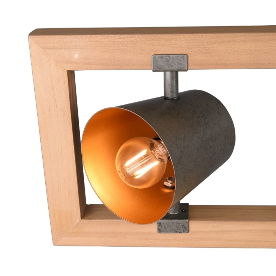 Lampadario per tavolo da pranzo legno 4 luci orientabili