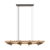 Lampadario per tavolo da pranzo legno 4 luci orientabili