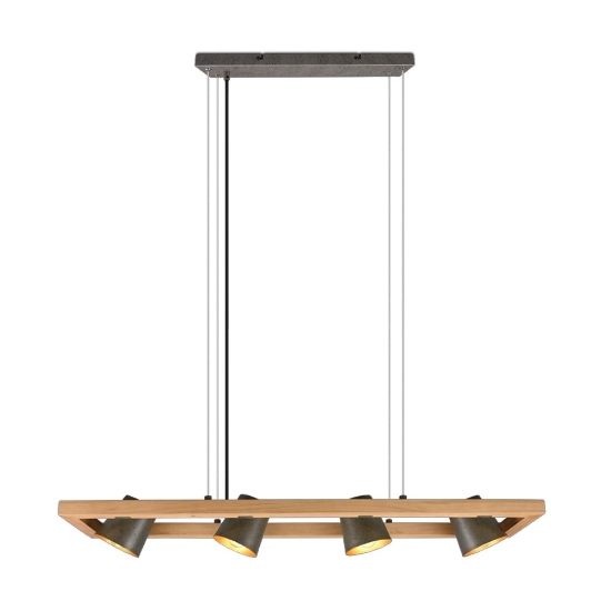 Lampadario per tavolo da pranzo legno 4 luci orientabili