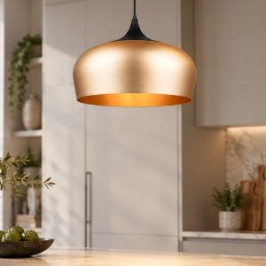 Lampada a sospensione per isola cucina ottone opaco e nero