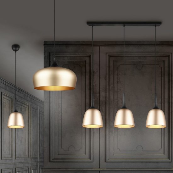 Lampada a sospensione per isola cucina ottone opaco e nero