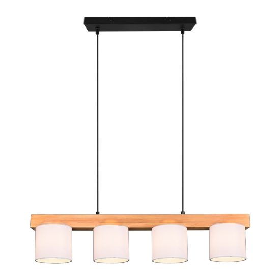 Lampadario per tavolo da pranzo lineare naturale legno 4 luci