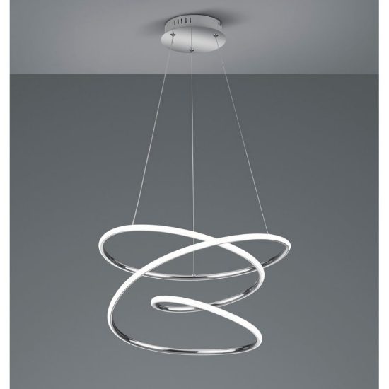 Lampadario moderno design cromo led 4000k dimmerabile