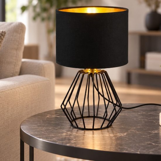 Lampada da tavolo per salotto nera design moderno