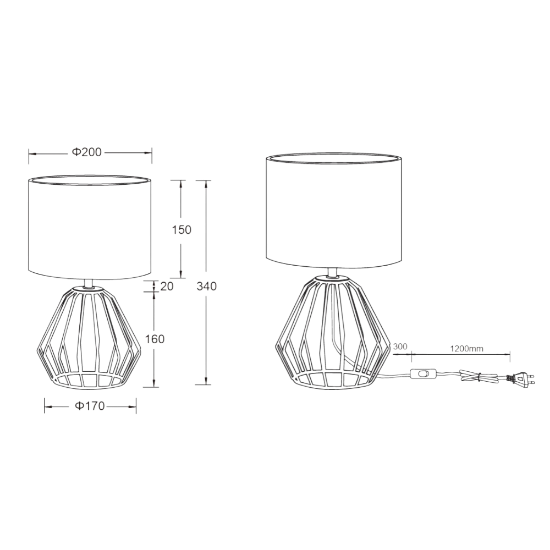 Lampada da tavolo per salotto nera design moderno