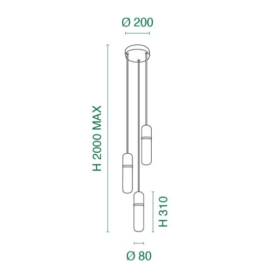 Fabas portofino lampadario da cucina 3 luci vetro cognac led 18w 3000k dimmerabile 3