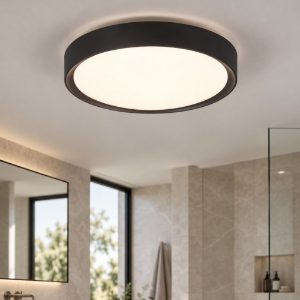 Plafoniera rotonda per bagno nero led 3000k ip44