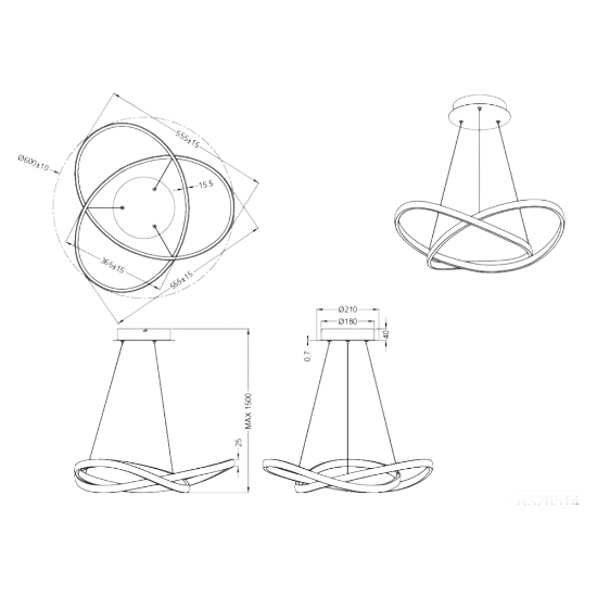 Lampadario design moderno per salotto led 4000k nickel opaco